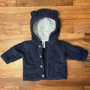 Carter’s Bear Fleece Coat Baby Infant Jacket 0-3 month navy blue